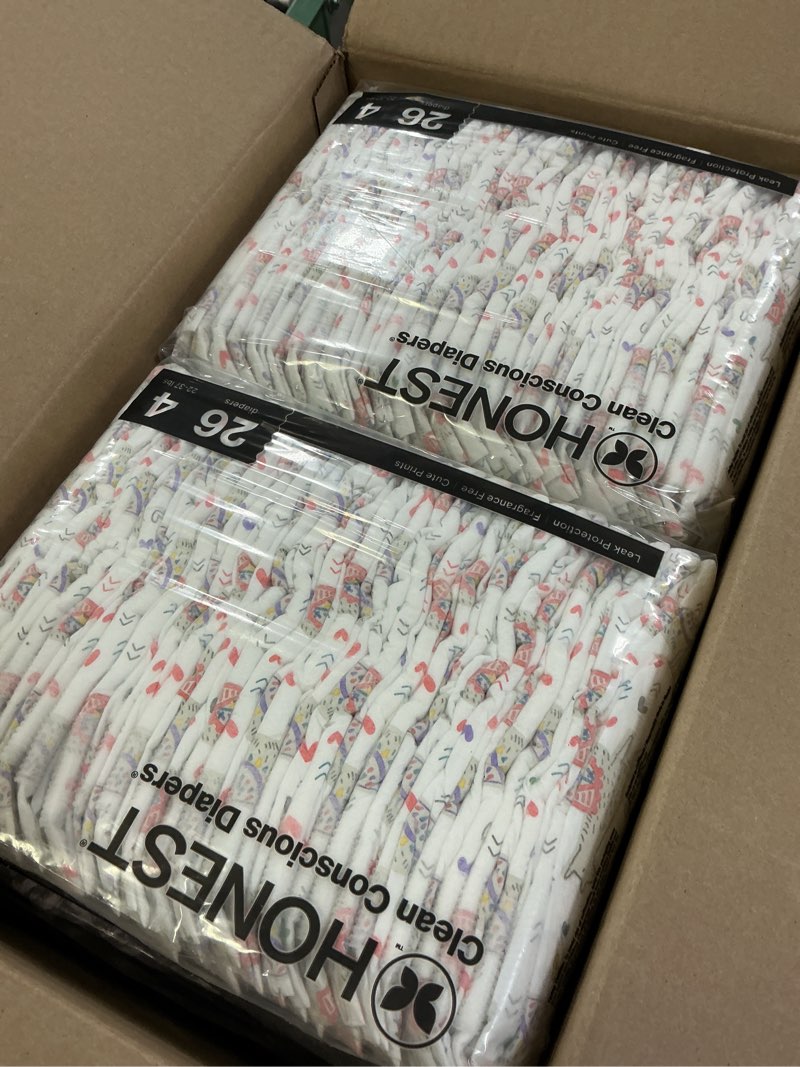Condition photo showing New/Like New for The Honest Company Comfort Dry Disposable Diapers for Sensitive Skin, Hypoallergenic, Wild Thang + All The Alpacas, Super Club Box Size 4 (22–37 lbs) 104 Count Size 4 (104 Count) Wild Thang + All the Alpacas