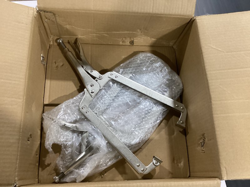 Condition photo showing As Is for ningwaan 2 pcs 18 inch c clamp locking pliers, heavy duty c locking pliers with swivel pad, welding vise grip clamps face clamps for woodworking and welding