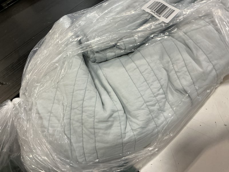 Condition photo showing Good Condition for organic cotton stripe stitch quilt set, king/cal king, light blue