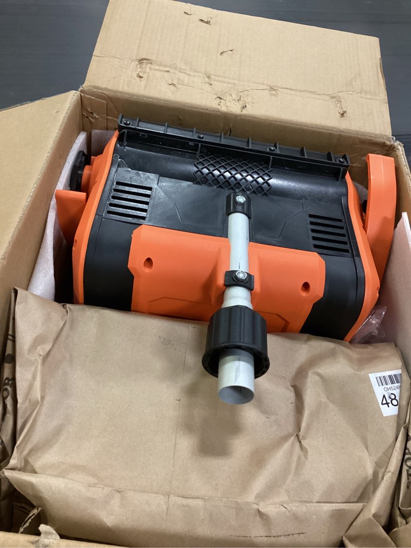Condition photo showing New/Like New for Cordless Snow Shovel, Electric Snow Shovel 12" Width 6.7" Depth Cleaning and 20ft Throwing Distance, 4 Ah 21V Battery Brushless Snow Mover with Adjustable Front Handle for Driveway, Steps, Patio Orange