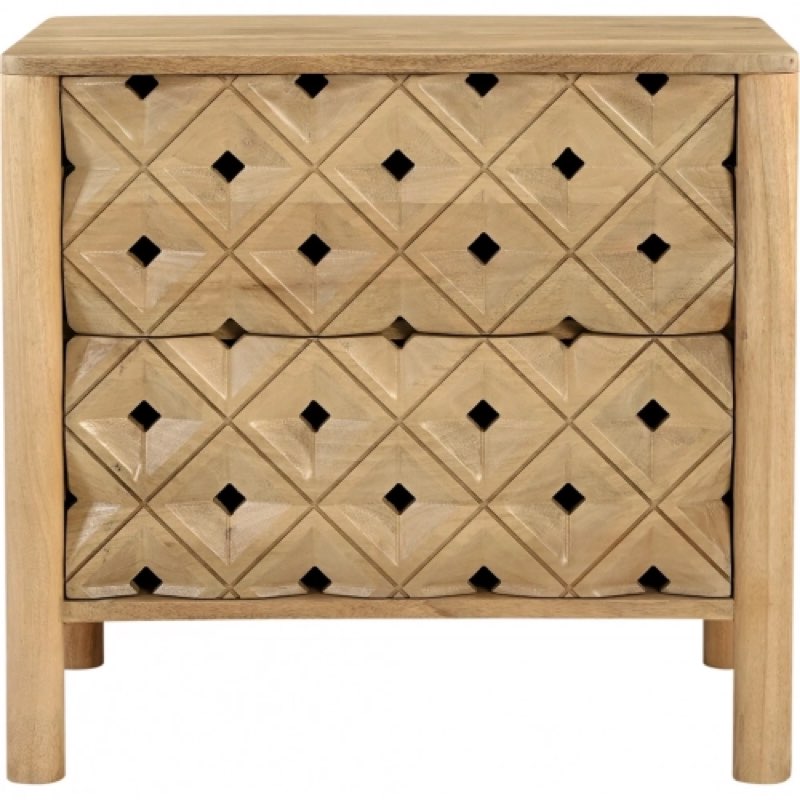 Moe's Fulton 2 Drawer Nightstand in Semi-Gloss Natural Mango Wood 