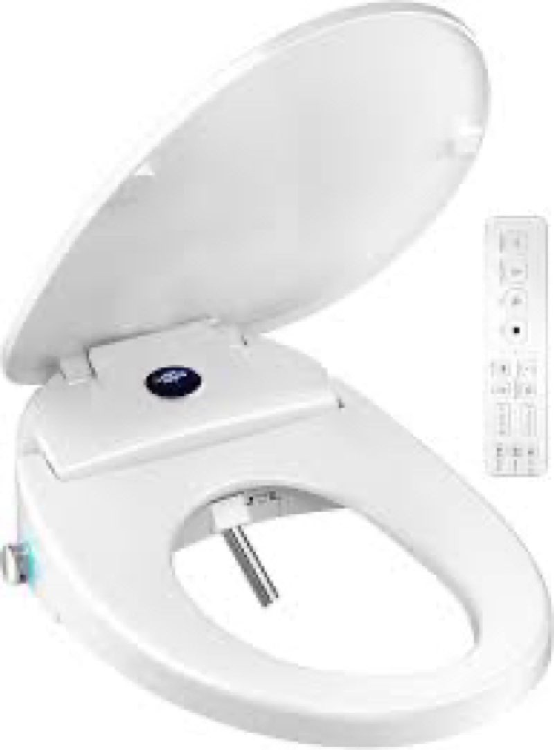 new - xcqq electric heated bidet toilet seat, warm water oscillating wash, heated toilet seat, air dryer, soft close lid, night light, self cleaning nozzle, led display requires outlet- elongated