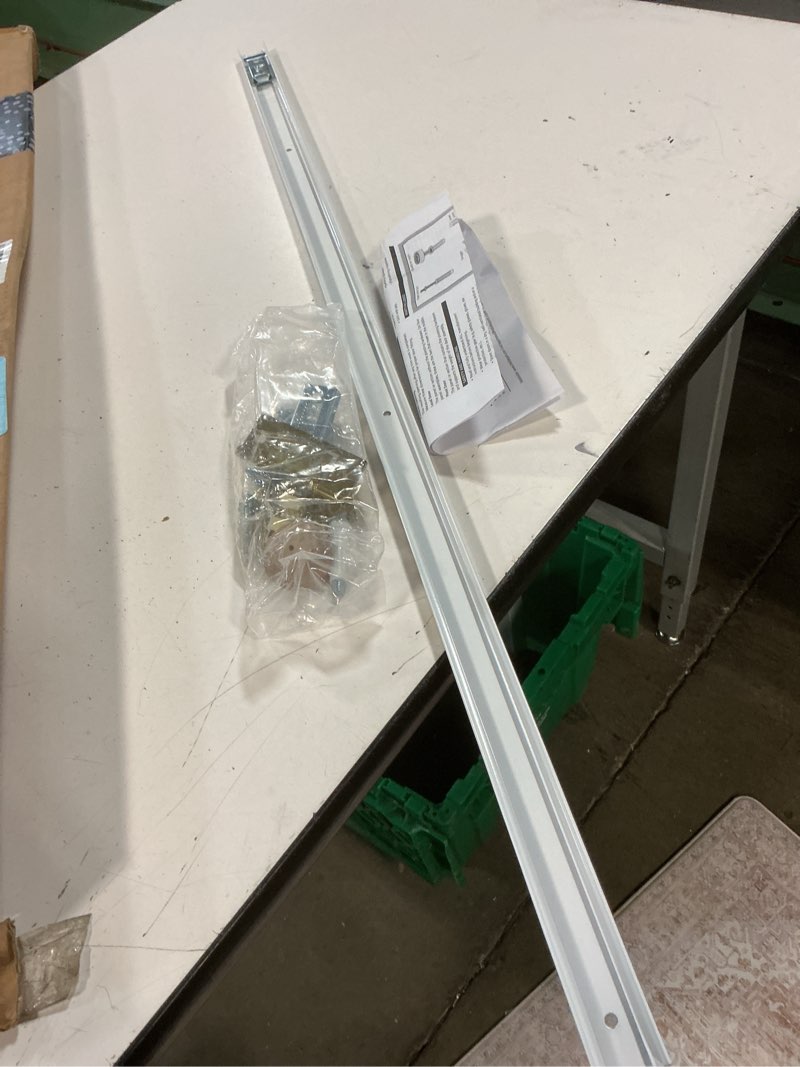 Condition photo showing Good Condition for bifold closet door hardware kit with 36" tracks (1 × 36"), lashow complete set for 2 doors with brackets, pivots & guide wheels, for bi-fold closet door hardware used. 36" track (1 × 36" long) 1-v fold