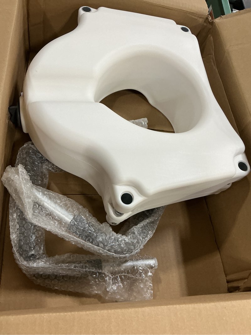 Condition photo showing Good Condition for Drive Medical 2-in-1 Raised Toilet Seat with Removable Padded Arms - Elevated Bathroom Safety Support - Secure Locking Attachment - Easy Height Assistance - Durable Plastic Construction Standard