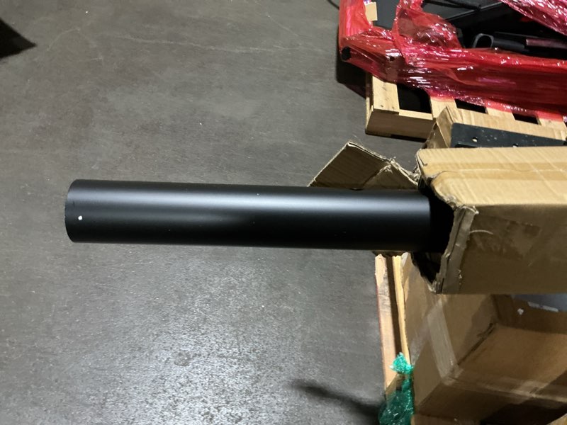 Condition photo showing As Is for design house oak creek outdoor post light fixture, exterior lamp post light, black, clear glass, includes lamp post, cross arm, 9.38 in w x 21.63 in h, 589853 black with oak creek lamp