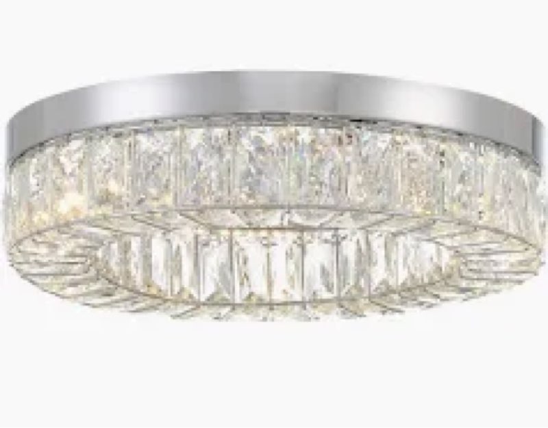 allen + roth aurelis 15-in gloss chrome integrated led flush mount light one_size | 46374-lwuc