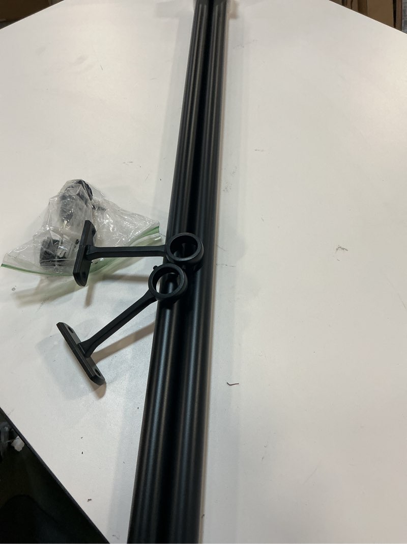 Condition photo showing Good Condition for 1 Inch Blackout Curtain Rods for Windows Patio, Adjustable Room Divider Curtain Rod Wall Mount & Ceiling Mount for Indoor & Outdoor, Black, 72" to 144"
