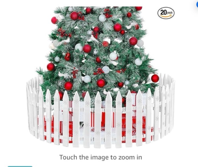 uratot 20 pieces christmas tree thick white plastic picket fence for pets and kids - party, garden, home decoration, 12 inches