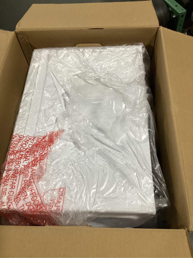 Condition photo showing As Is for sharp smc1161kw oven with removable 12.4" carousel turntable, cubic feet, 1000 watt countertop microwave, 1.1 cuft, white