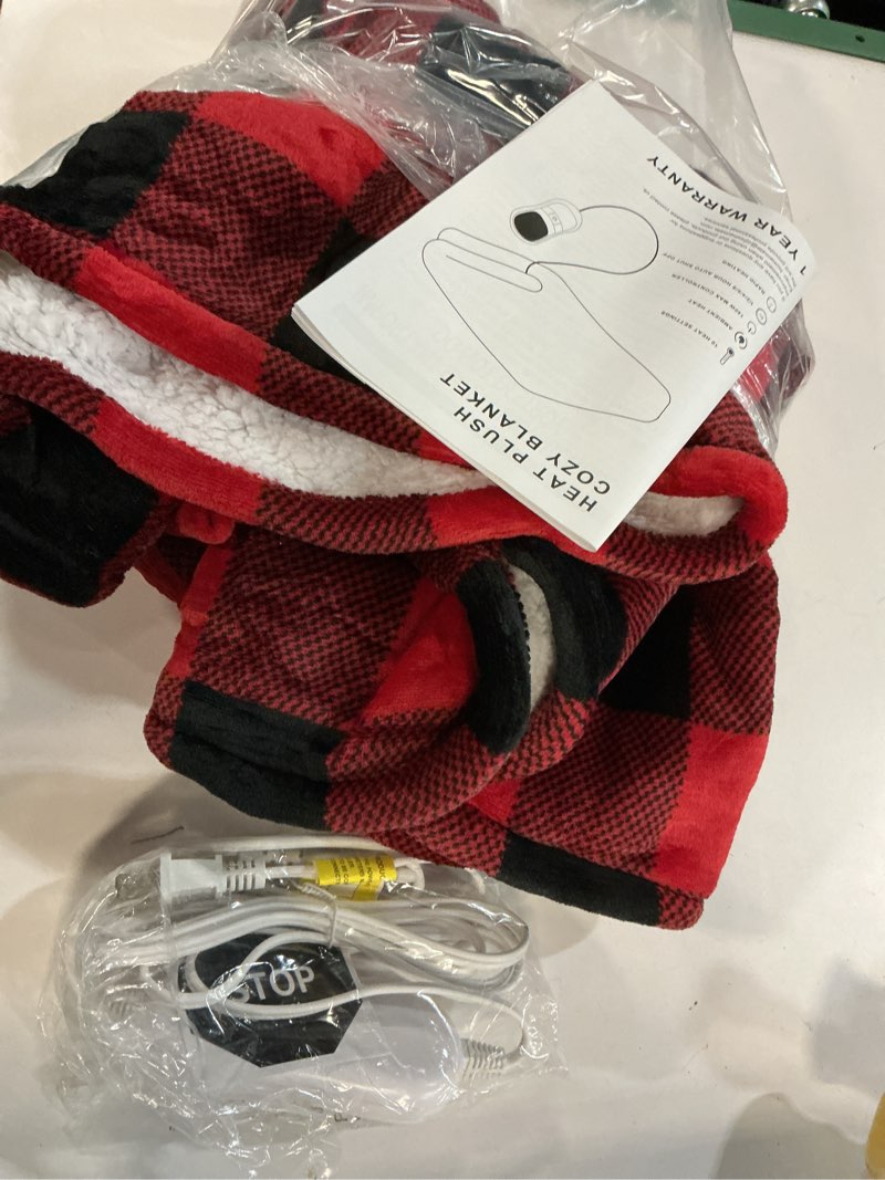 Condition photo showing Good Condition for Homemate Electric Blanket Heated Throw - 50“x60“ Ultra Soft Cozy Flannel Heating Blanket with 10 Fast Heat Levels 8 Hours Auto Off Over-Heated Protection ETL Certification Keep Warm in Home Office Red-black 50"x60"Inch