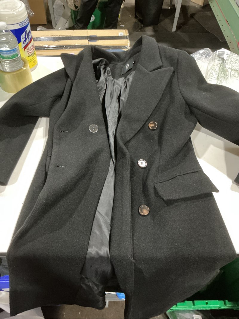 Condition photo showing Good Condition for idealsanxun womens long wool coat double breasted trench coat fall winter clothes small black