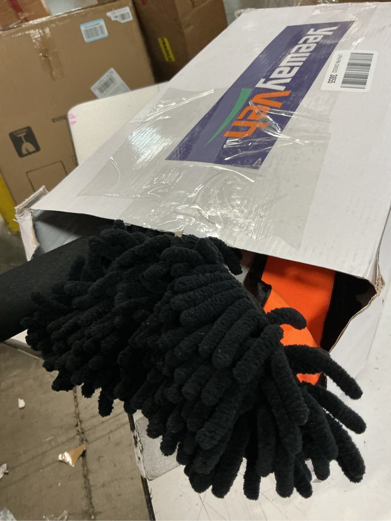 Condition photo showing Good Condition for yeewayveh car wash brush, 43" extendable car wash brush mop with long handle, 15 degree curved soft car washing brushes with extra microfiber brush head for truck suv cleaning, orange orange 2 pieces