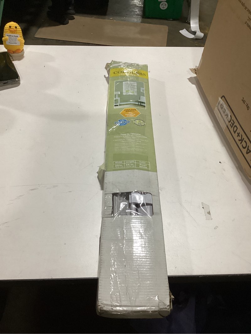 Condition photo showing Good Condition for Cordless Light Filtering Mini Blind - 25 Inch Width, 64 Inch Length, 1" Slat Size - Pearl White - Co