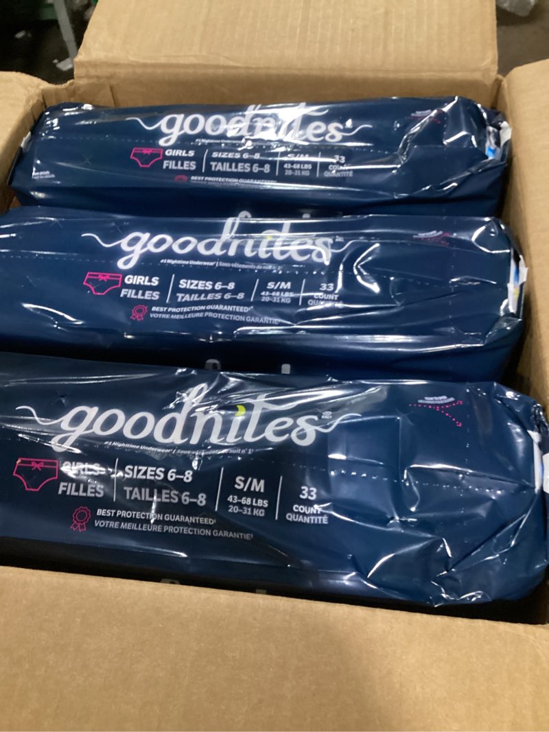 Condition photo showing Good Condition for goodnites girls' disposable nighttime underwear - size s/m - 99 ct: hypoallergenic, paraben-free disney design