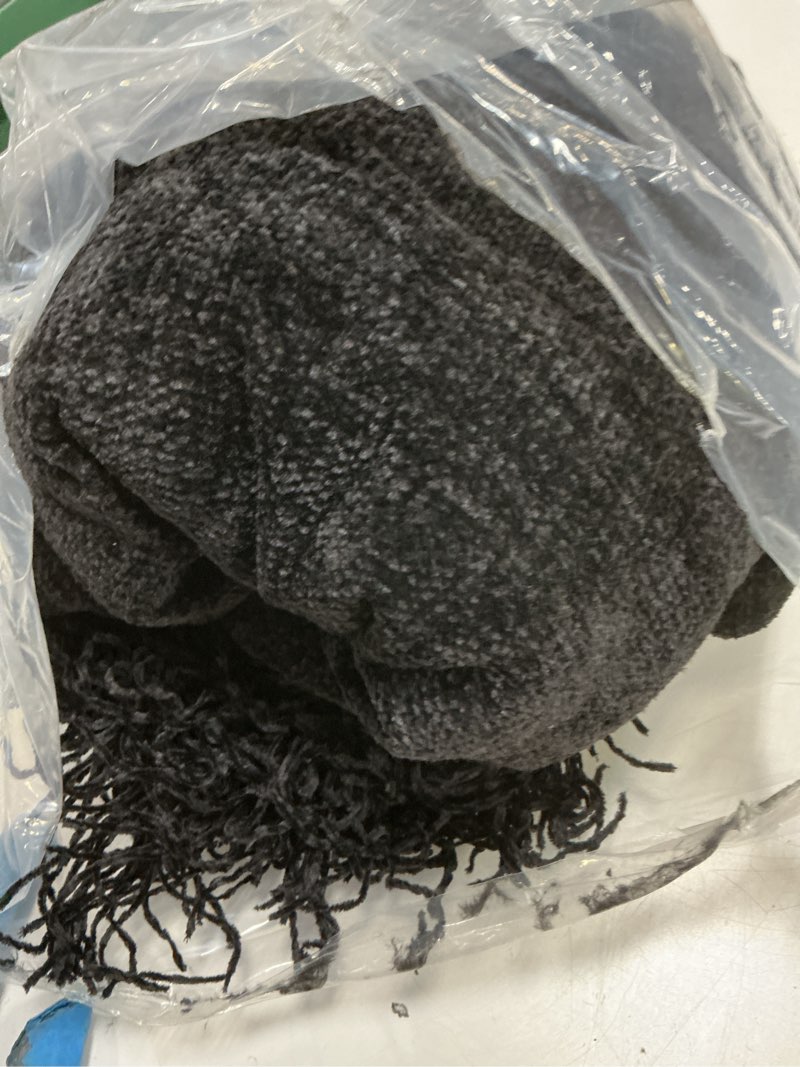 Condition photo showing As Is for chenille throw blanket for couch 60"x 80" twin, soft cozy throws with fringe tassel for bed sofa chair cover, lightweight knitted decorative boho blankets for living room, black black 60x80 inch