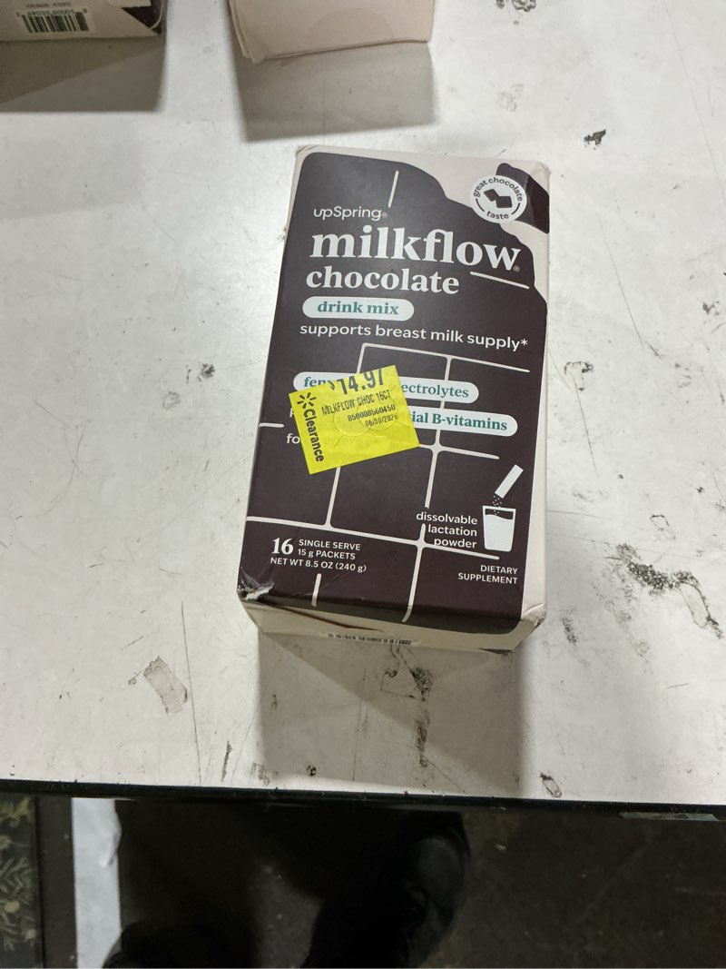 Condition photo showing New/Like New for upspring milkflow drink mixes multivitamin fenugreek chocolate energy powder - 16ct