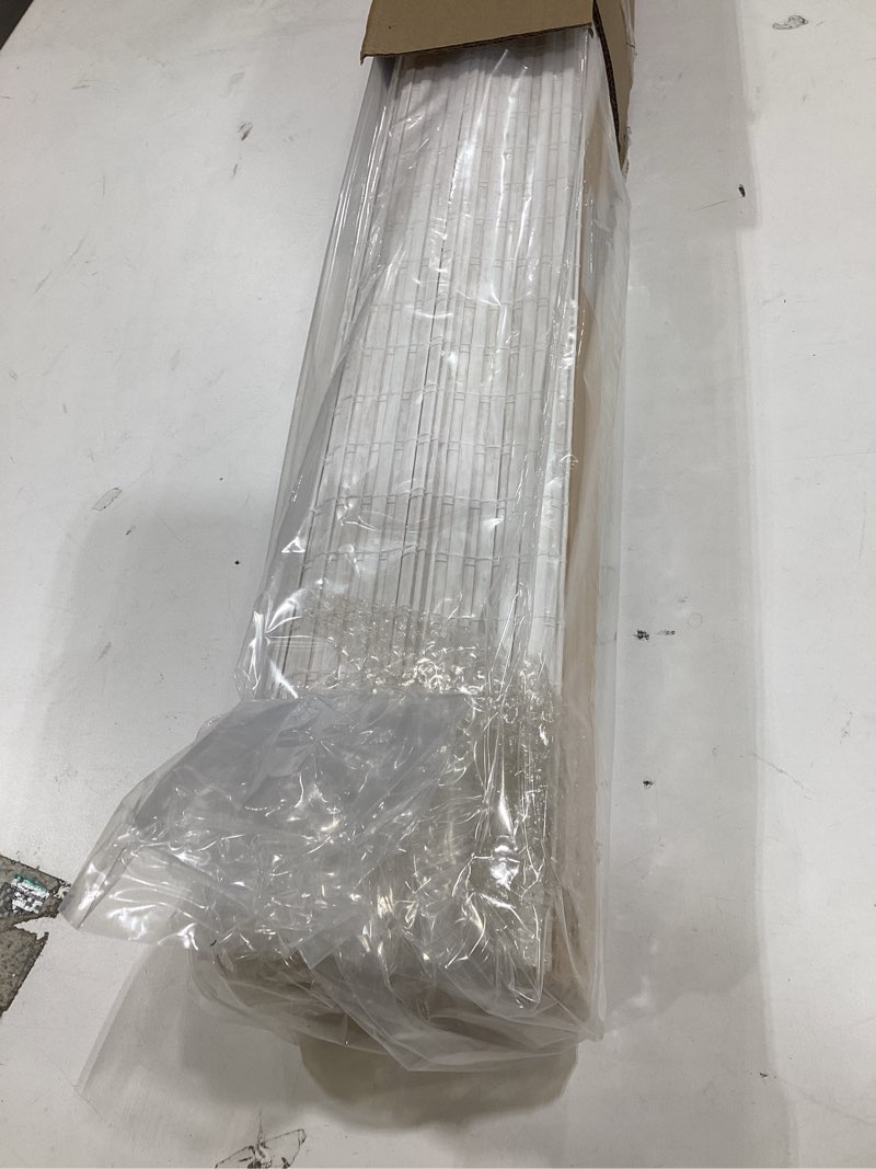 Condition photo showing New/Like New for lazblinds cordless bamboo roman shades, privacy blinds for interior windows, room darkening roll up bamboo blinds for home & patio, 22.5" w x 48" h, alpine ivory alpine ivory 22.5" w x 48" h