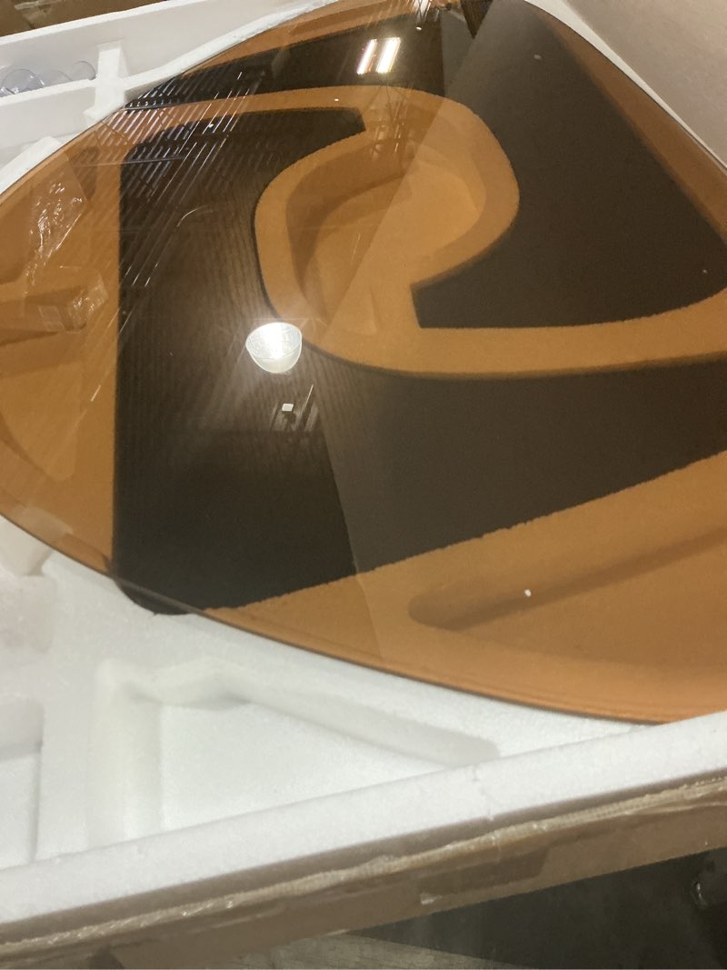 Condition photo showing Good Condition for coffee table for living room mid century modern center table with glass top and wood, 32 inch, brown/black black/brown 32 inch