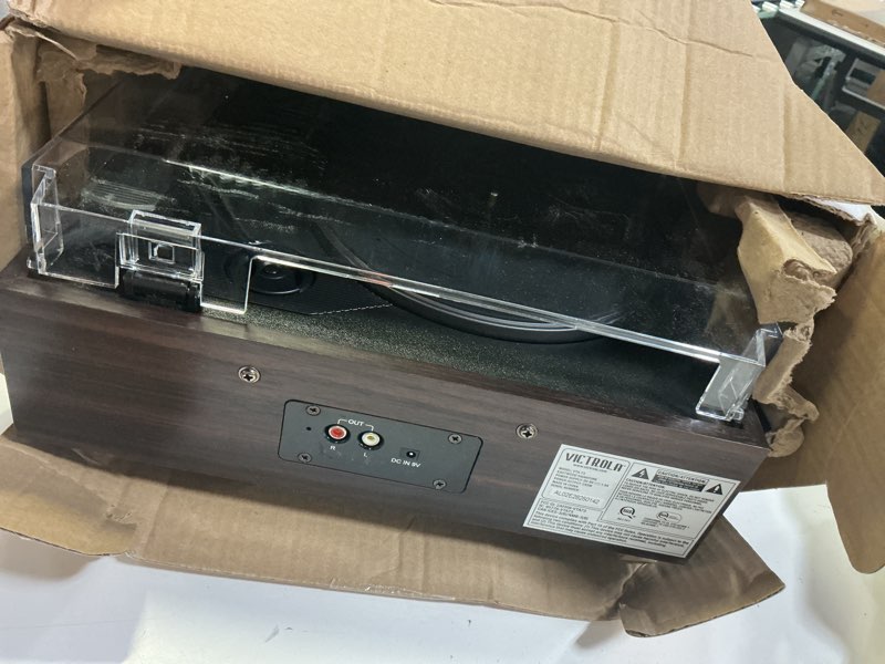 Condition photo showing As Is for Victrola Eastwood Signature – Bluetooth Record Player – 3-Speed Turntable, Built-in Speakers, Premium MM Cartridge, Vinyl Stream for Wireless Streaming, Removable Dust Cover, (Espresso) Espresso Eastwood Signature