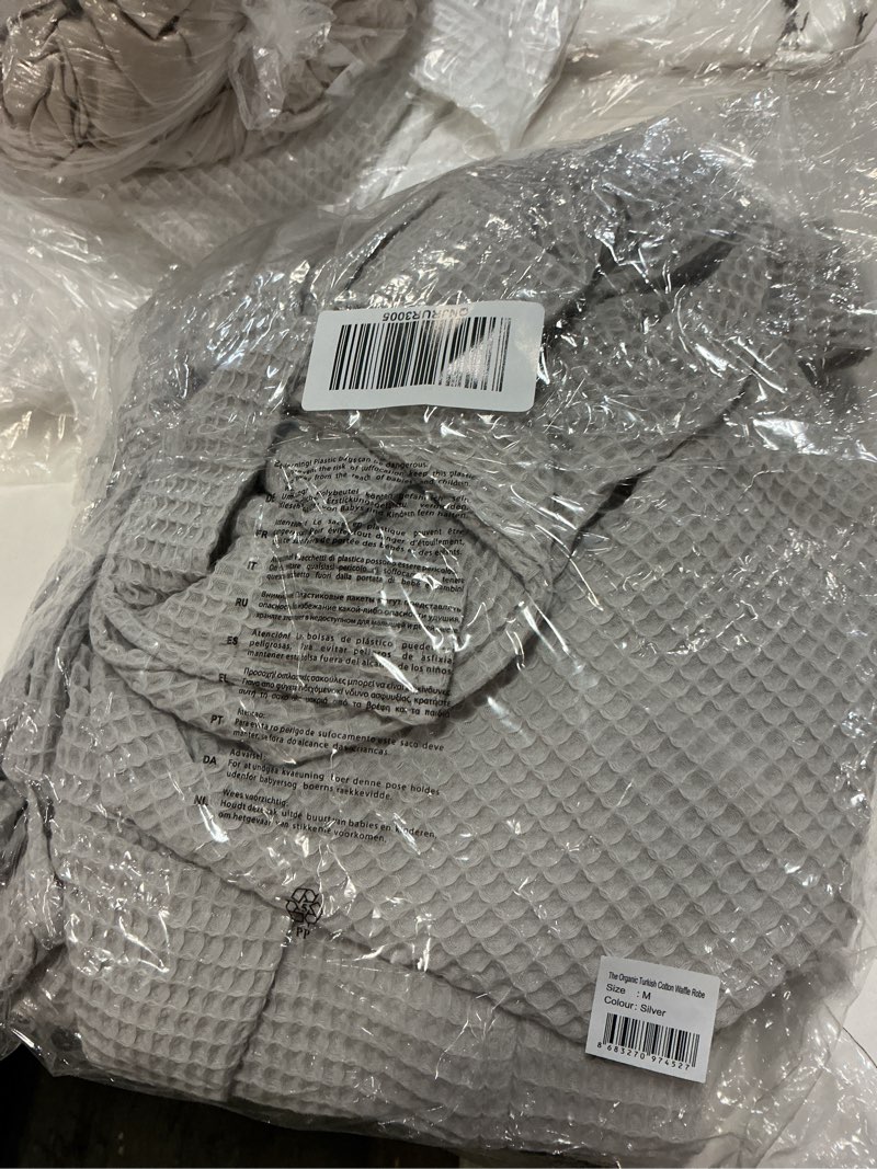 Condition photo showing Good Condition for organic turkish waffle robe, m, silver