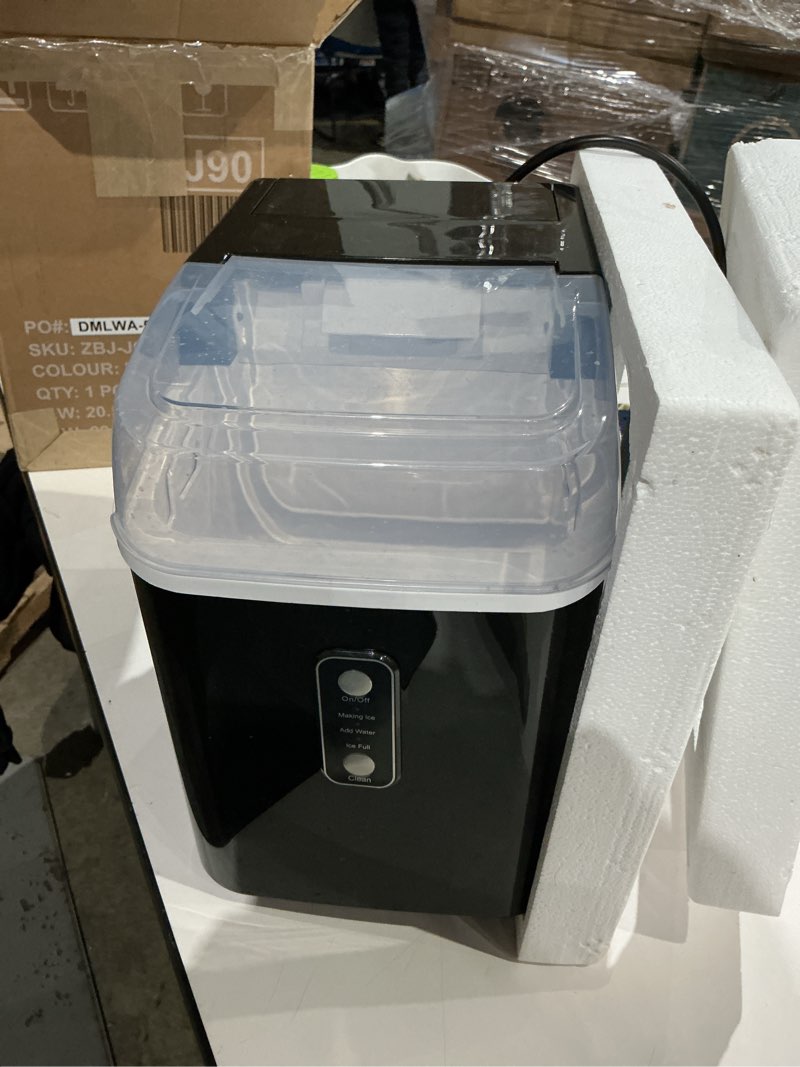 Condition photo showing As Is for crzoe nugget ice maker countertop with self-cleaning function, sonic ice machine with handle, 35lbs/24h, compact design for home/office use(black) 35lbs/24h black 1