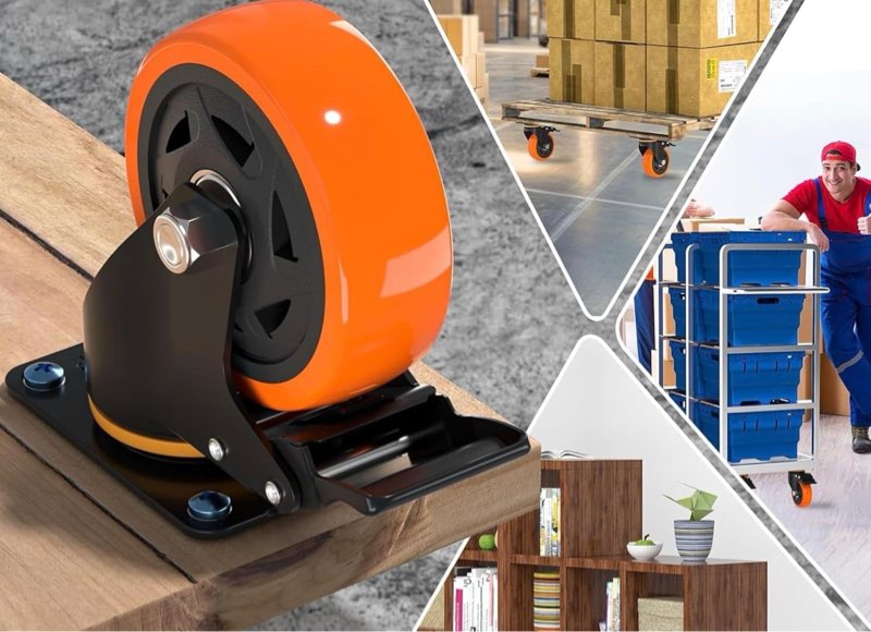 4 inch caster wheels casters set of 4 heavy duty casters with brake 2200 lbs 4 pack locking industrial swivel top plate casters wheels for furniture and workbench cart