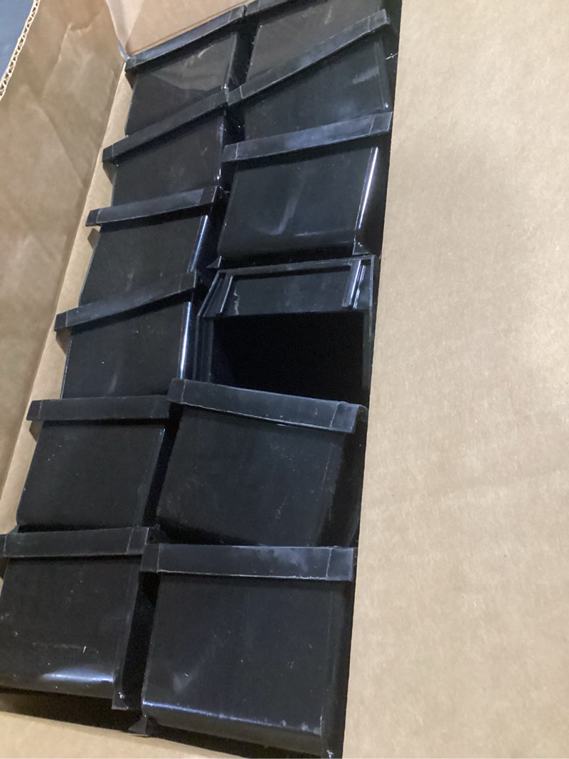 Condition photo showing Good Condition for (similar) akro-mils 30210 akrobins plastic storage bins, space-saving stackable bins for garage, pantry, craft organization, 5\" x 4\" x 3\", black, 24-pack