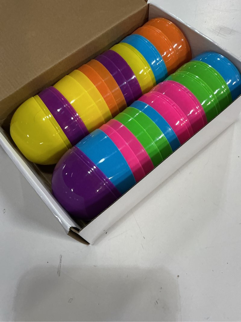 Condition photo showing Good Condition for 12 pack 6 inches jumbo easter eggs, large empty plastic easter eggs bulk, empty colorful bright eggs for easter egg hunt, surprise eggs, basket stuffers fillers, easter party favor