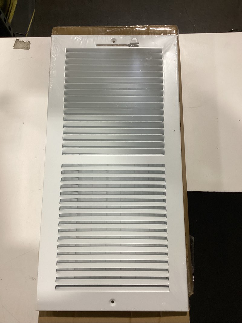 Condition photo showing New/Like New for imperial rg0033 louvered steel painted baseboard return air grille, 14 x 6-inch, white, 1-pack
