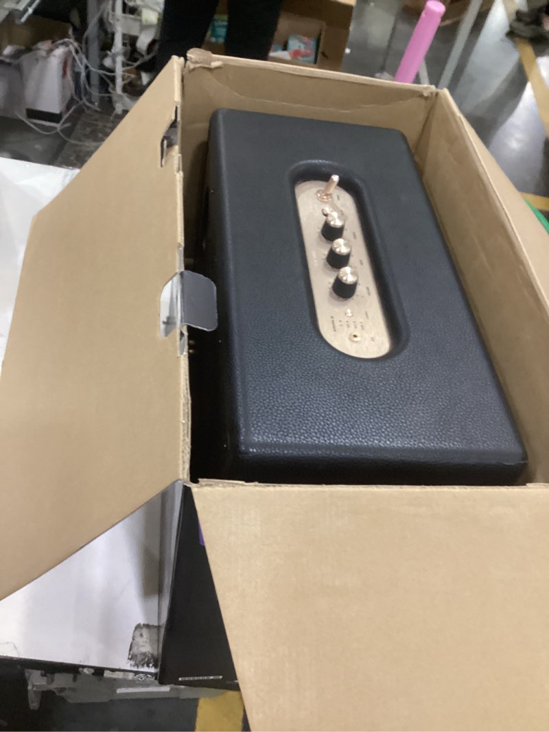Condition photo showing Good Condition for marshall woburn iii bluetooth home speaker - loud stereo sound with bass and treble controls | plug-in powered | record player compatible | hdmi, rca, 3.5 mm aux inputs - black