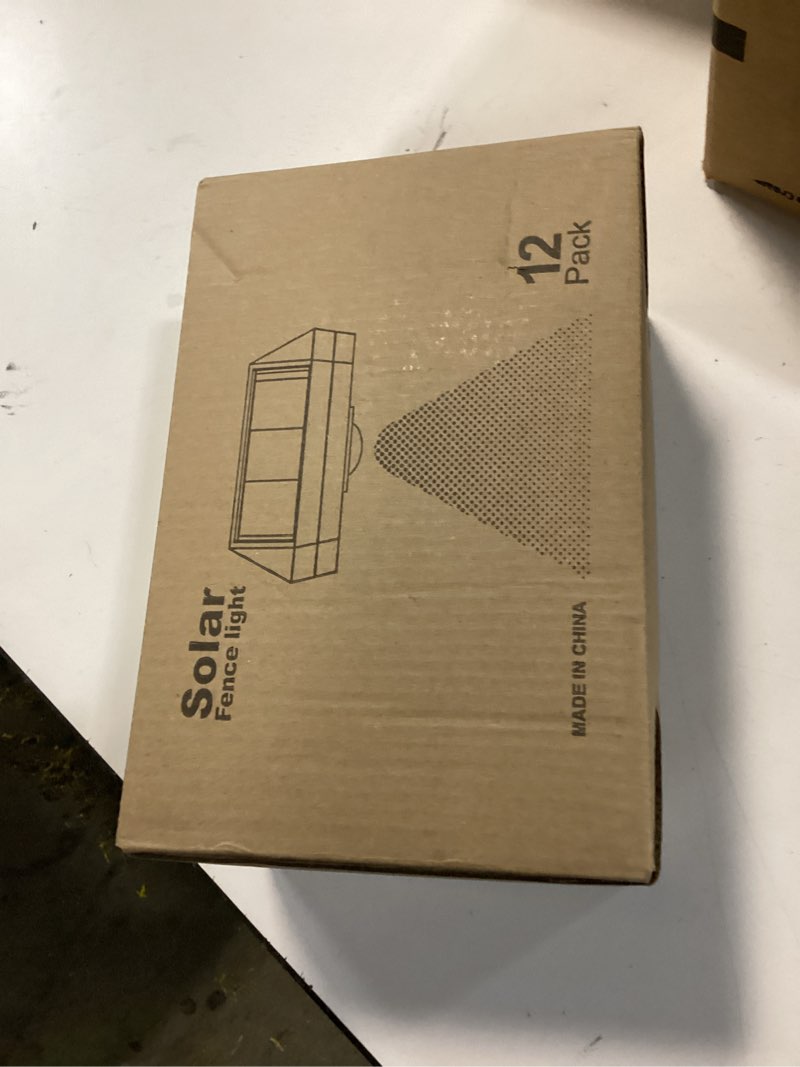 Condition photo showing New/Like New for Solar Fence Lights,Warm White & Cool White & RGB 7Colors ? Color Changing Mode IP65 Waterproof Solar Lights Outdoor for Deck/Patio/Backyard/Wall/Pool/Fence/Railing/Step -White Shell (12Pack)