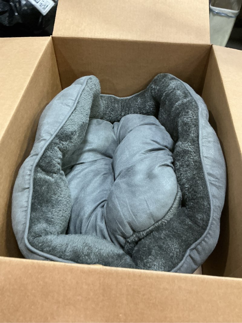 Condition photo showing As Is for Bedsure Dog Beds for Small Dogs - Round Cat Beds for Indoor Cats, Washable Pet Bed for Puppy and Kitten with Slip-Resistant Bottom, 20 Inches, Grey 20"L x 19"W x 6"Th Grey