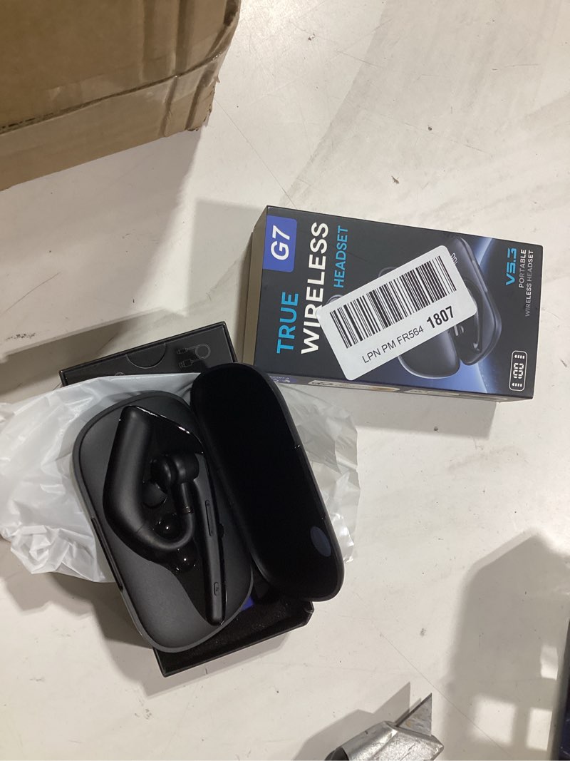 Condition photo showing Good Condition for bluetooth headset v5.3, wireless earpiece with 500mah charging case 72hrs talking time hand-free headphones with noise canceling mic for office/driving/business,black