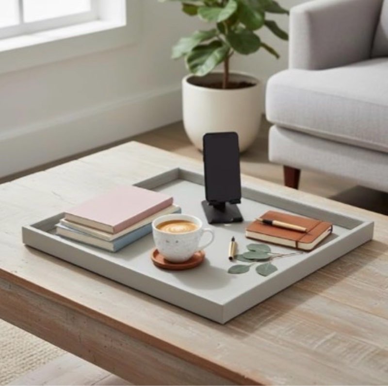 galopgen 25 * 25 inch rectangular ottoman tray | textured pu leather, waterproof & heat-resistant st