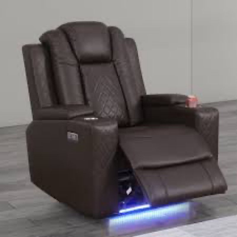Blosser Leather Home Theater Seating with Cup Holder