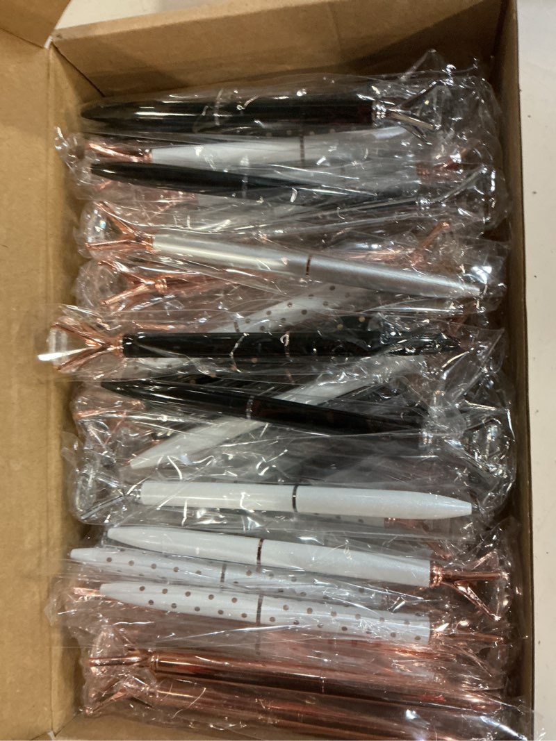 Condition photo showing New/Like New for 50 pieces diamond pens wedding crystal metal ballpoint pens bling metal fancy pens ball point office pens bridal shower pens bride gifts for office school desk supplies, including 50 pen refills