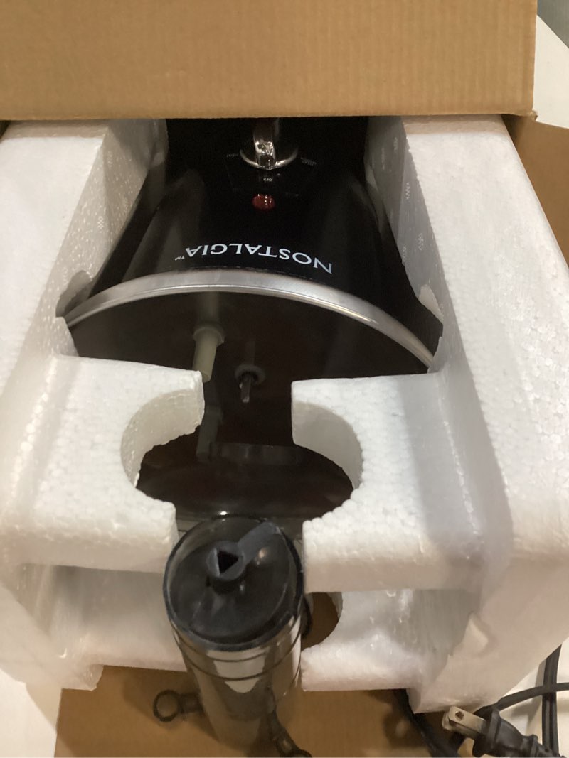 Condition photo showing As Is for Nostalgia 3 Tier Electric Chocolate Fondue Fountain Machine for Parties - Melts Cheese, Queso, Candy, and Liqueur - Dip Strawberries, Apple Wedges, Vegetables, and More - 24-Ounce - Black, Small Black Fountain 3 Tier