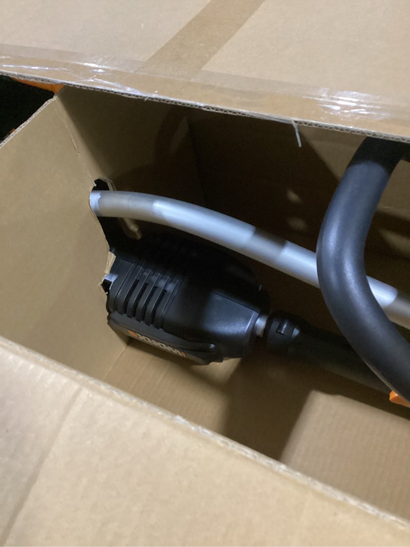 Condition photo showing As Is for worx nitro 40v 12'' cordless snow shovel, electric snow thrower for 4-car driveway, snow removal with brushless motor & 2 speed control, 2 × 4.0 ah batteries and charger included, wg460