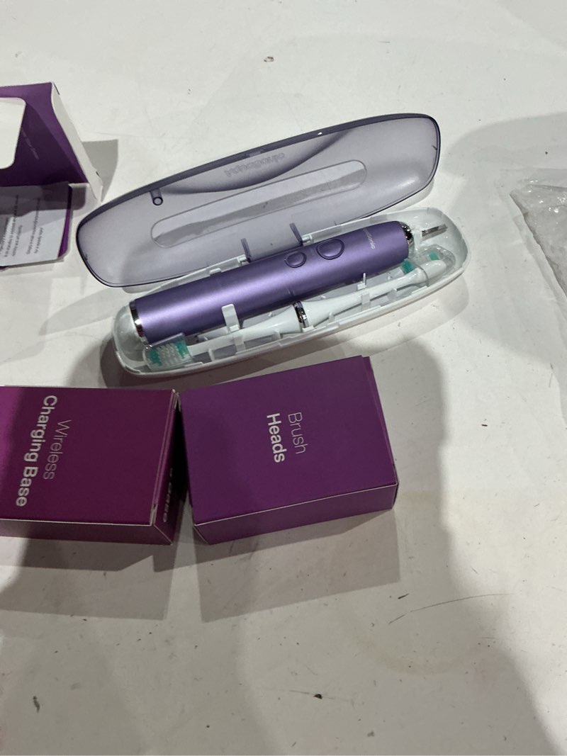 Condition photo showing Good Condition for aquasonic vibe series ultra-whitening toothbrush – ada accepted electric toothbrush - 8 brush heads & travel case – 40,000 vpm motor & wireless charging - 4 modes w smart timer – satin violet
