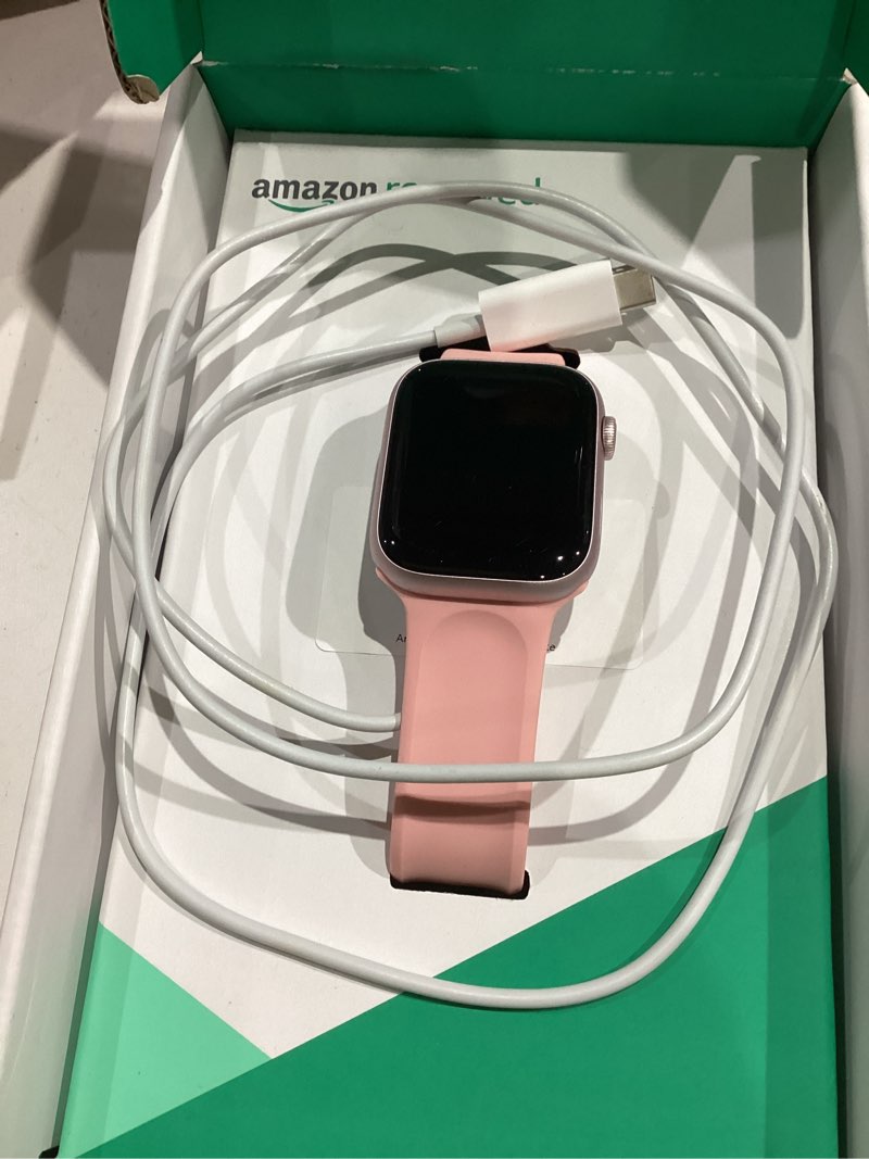 Condition photo showing Good Condition for Apple Watch Series 9 (GPS + LTE) 45MM Pink Aluminum Case Light Pink Sport Band (Renewed Premium) Pink W/ Pink Band, S/M 45mm Wi-Fi