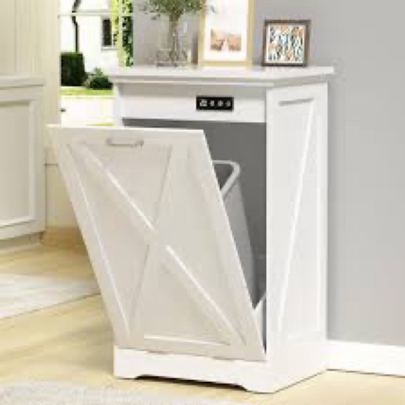 Trash Cabinet Tilt Out Trash Cabinet, Free Standing 10 Gallon Recycling Trash Can Cabinet with Negative Ion and Deodorizing Function, for Kitchen Living Room, Black 10 Gallon Black