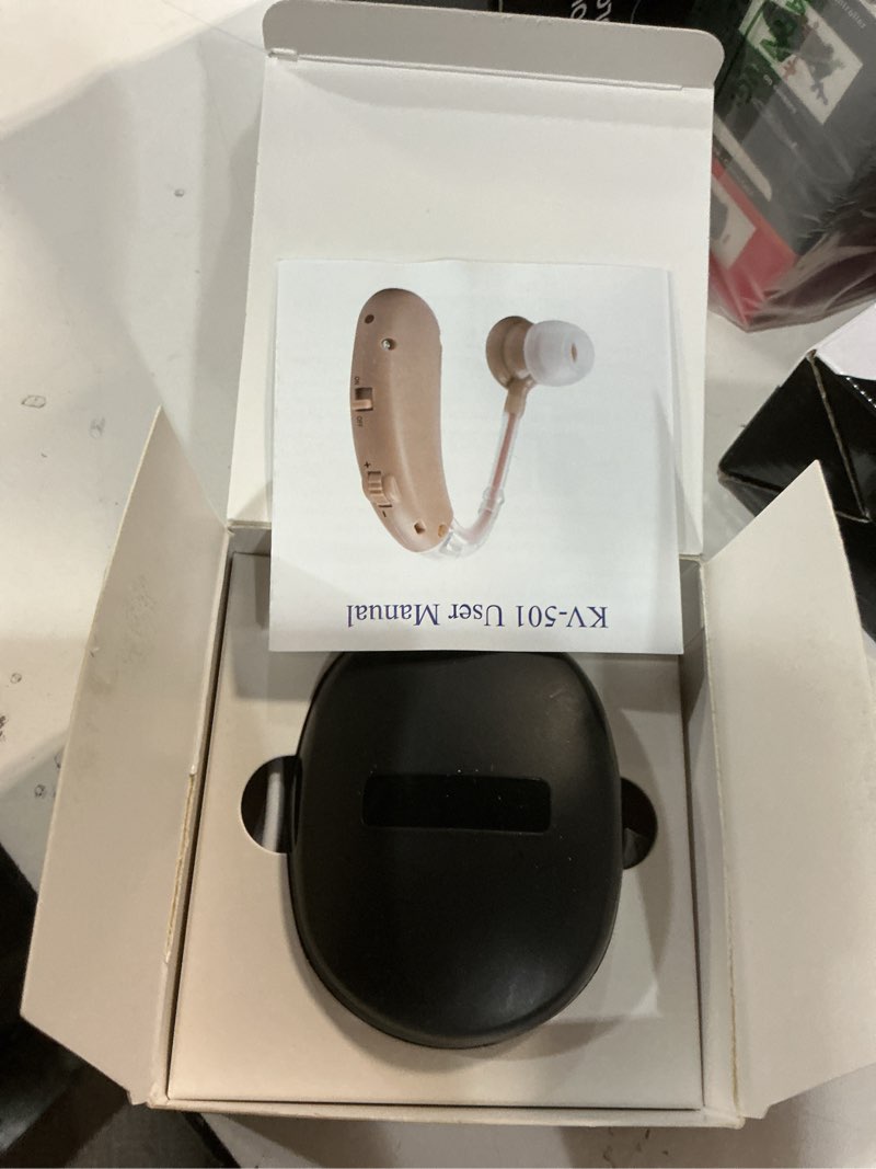 Condition photo showing As Is for LapEasy Hearing Aids for Seniors Rechargeable with Noise Canceling, Hearing Amplifier for Adults, Sound Amplifier for Hearing Loss - in Ear - with Volume Control charging cable