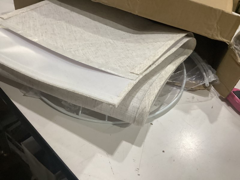 Condition photo showing New/Like New for large drum lamp shades set of 2, 12"top x 16"bottom x 11"high, beige lampshades for table lamps floor lamps, natural linen replacement lamp shades, spider, harp holders included, easy assembly