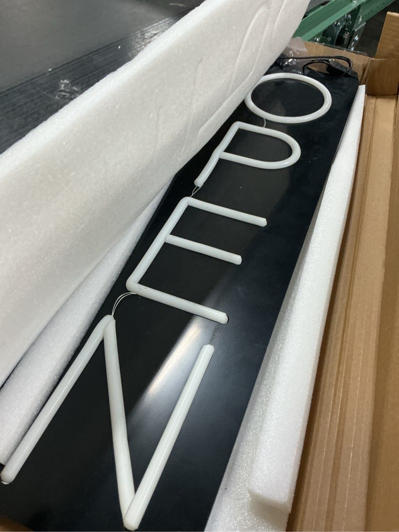 Condition photo showing As Is for Ultra Bright LED Neon Open Sign Light - Electric Light Up Sign for Business Storefront Window Glass Door Retail Shop Store Bar Salon Restaurant (White-Vertical, 32 Inch) White-Vertical 32 Inch