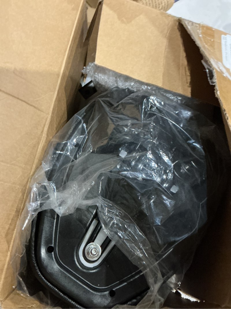 Condition photo showing As Is for adjustable electric scooter seat, suitable for all 8.5-inch and 5.3-6 inch scooter pedals, upgraded and enlarged waterproof seat cushion, shock-absobing riser, stable and firm, adjustable height