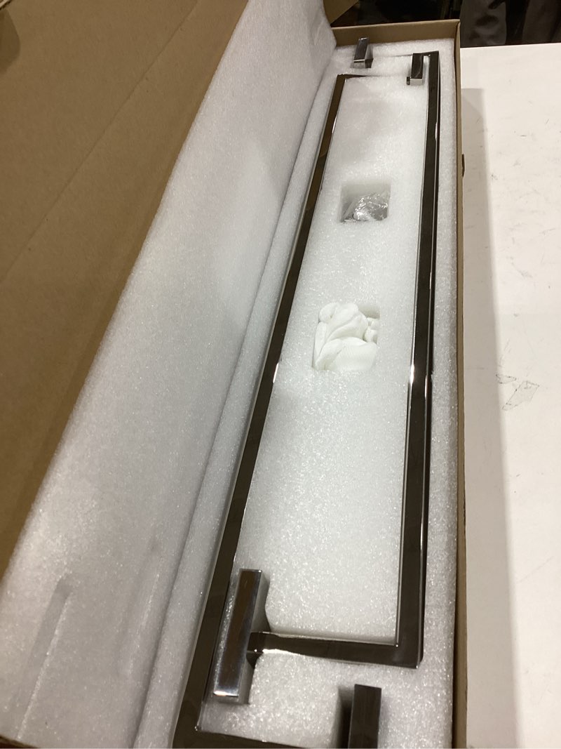 Condition photo showing New/Like New for LANC Bath Towel Bars Chrome Polished 2 Pack 24-Inch Bathroom Towel Rail Square Towel Racks Kitchen Towel Holders Stainless Steel Wall Mount Silver Towel Hanger Towel Rods,A8804-6CP 2 Pack 24" Chrome Polished