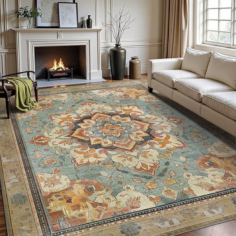cmezevi 8x10 area rugs:machine washable rug for living room - soft faux wool bedroom carpet - large 