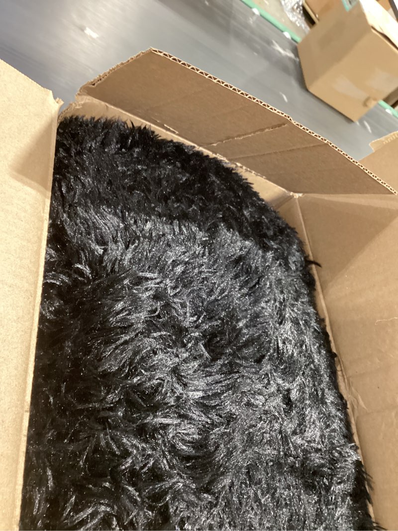 Condition photo showing Good Condition for Black Rugs for Living Room, 6x9 Feet Large Fluffy Area Rugs for Bedroom, Soft Carpet Shag Kids Room Rug, Non-Slip Fuzzy Rugs Indoor (6ft x 9ft, Black) Black 6ft x 9ft