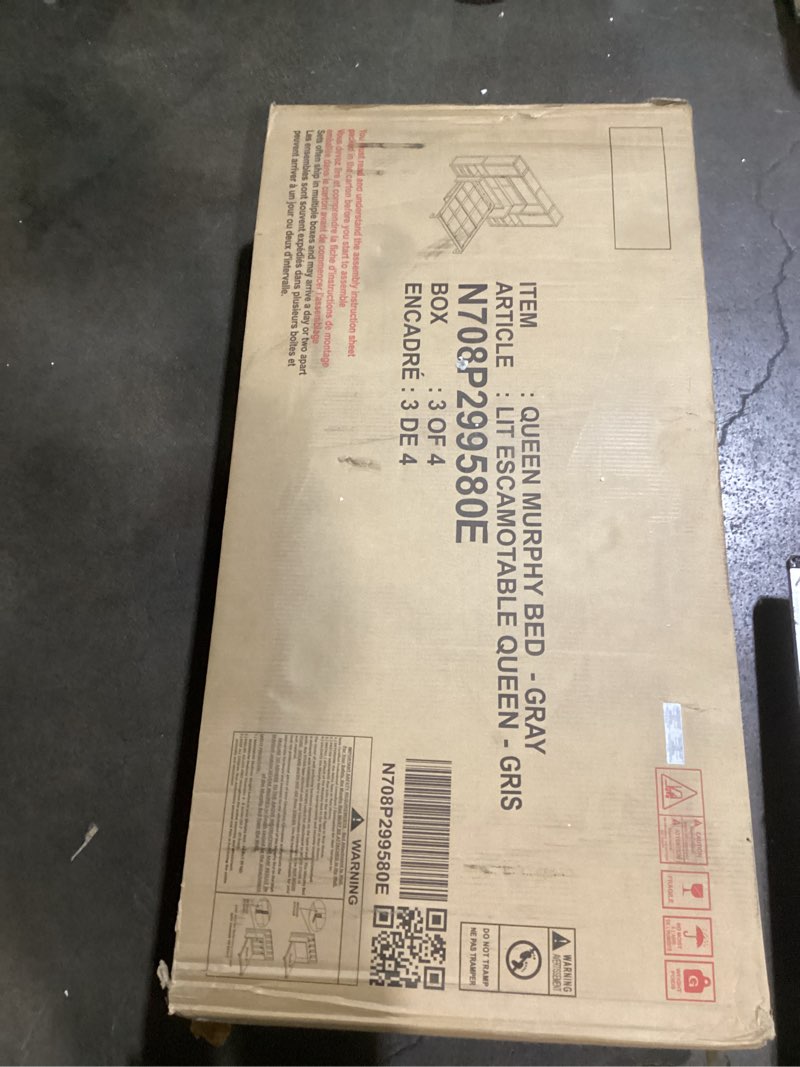 Condition photo showing Good Condition for Merax Queen Size Murphy Bed with Desk, Space-Saving Wall Bed Frame with Closet, Drawers and Shelves, Foldable Platform Bed for Small Spaces Studio Study Office Guest Room, Gray Queen Grey