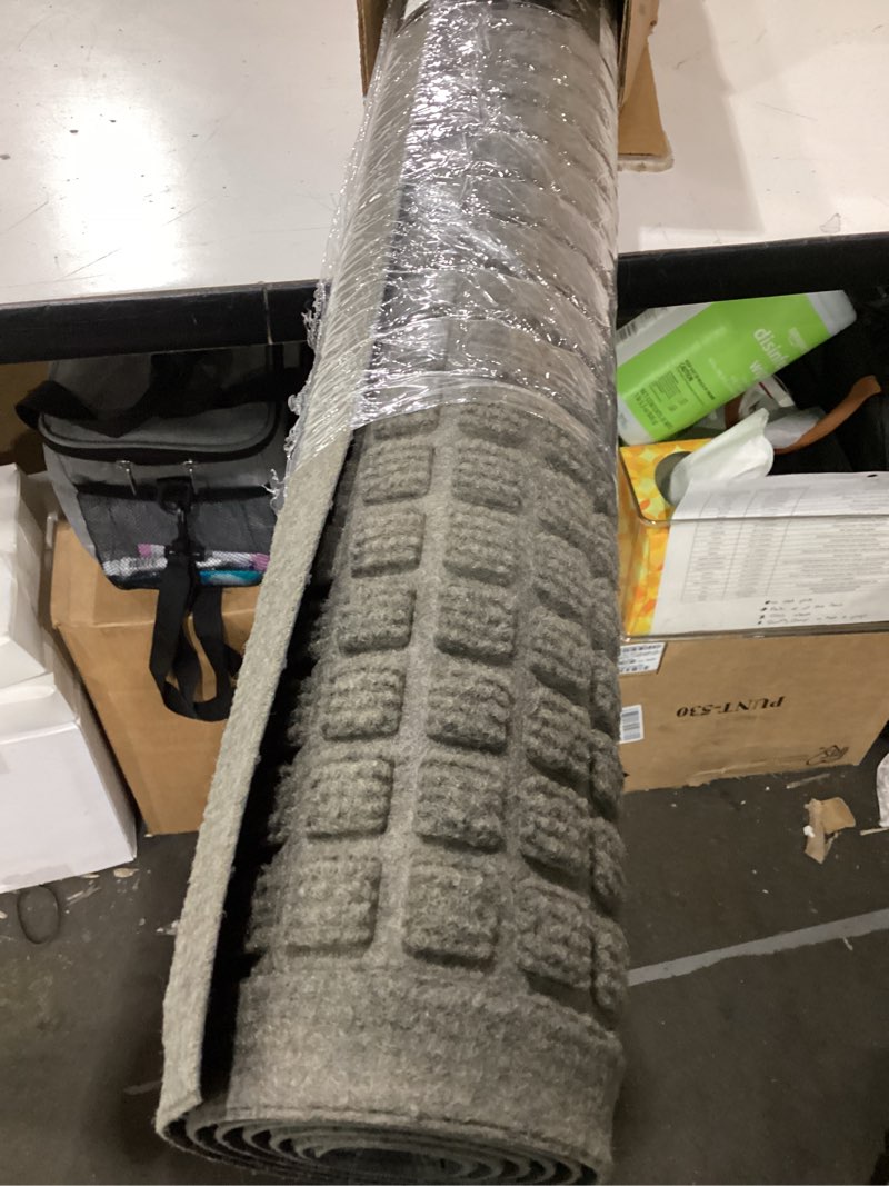 Condition photo showing New/Like New for gorilla grip ultra absorbent moisture guard doormat, absorbs up to 6 cups of water, stain and fade resistant, spiked rubber backing, all weather mats capture dirt, indoor outdoor, 47x35, grey